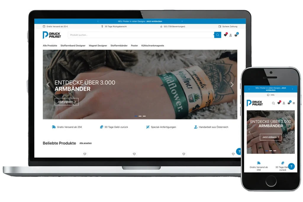 Ein Onlineshop für Druckprodukte, der beim Rabatt mitrechnet